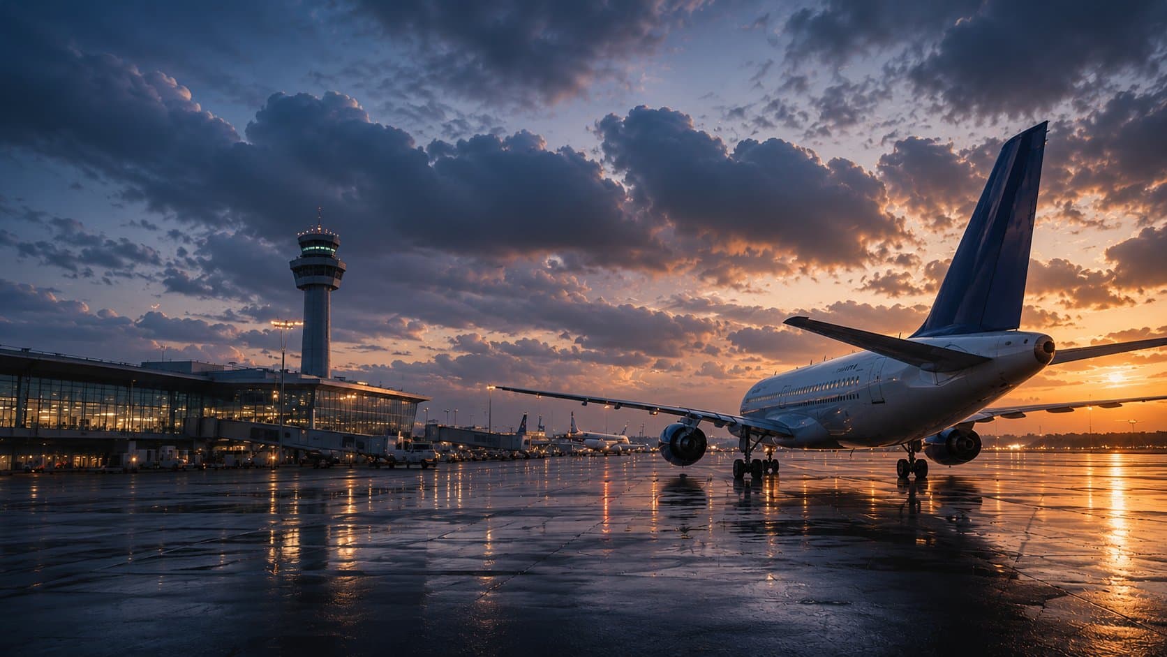 Traveller looking out from an airport terminal